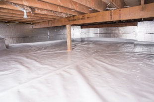 A complete crawl space vapor barrier in South Bend installed by our contractors