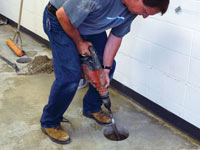 Coring the concrete of a concrete slab floor in Grand Haven