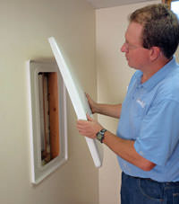 wall anchor covers installed in a foundation repair for a Goshen home.