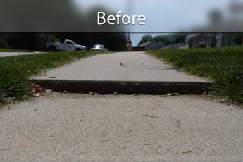 Before photo of PolyLevel® concrete sidewalk repair