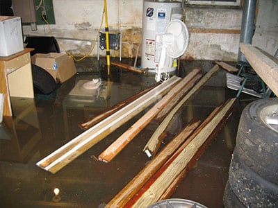 damage from a flooded basement
