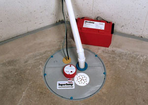 A sump pump system with a battery backup system installed in Hastings